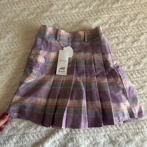 Purple Plaid Mini Skirt